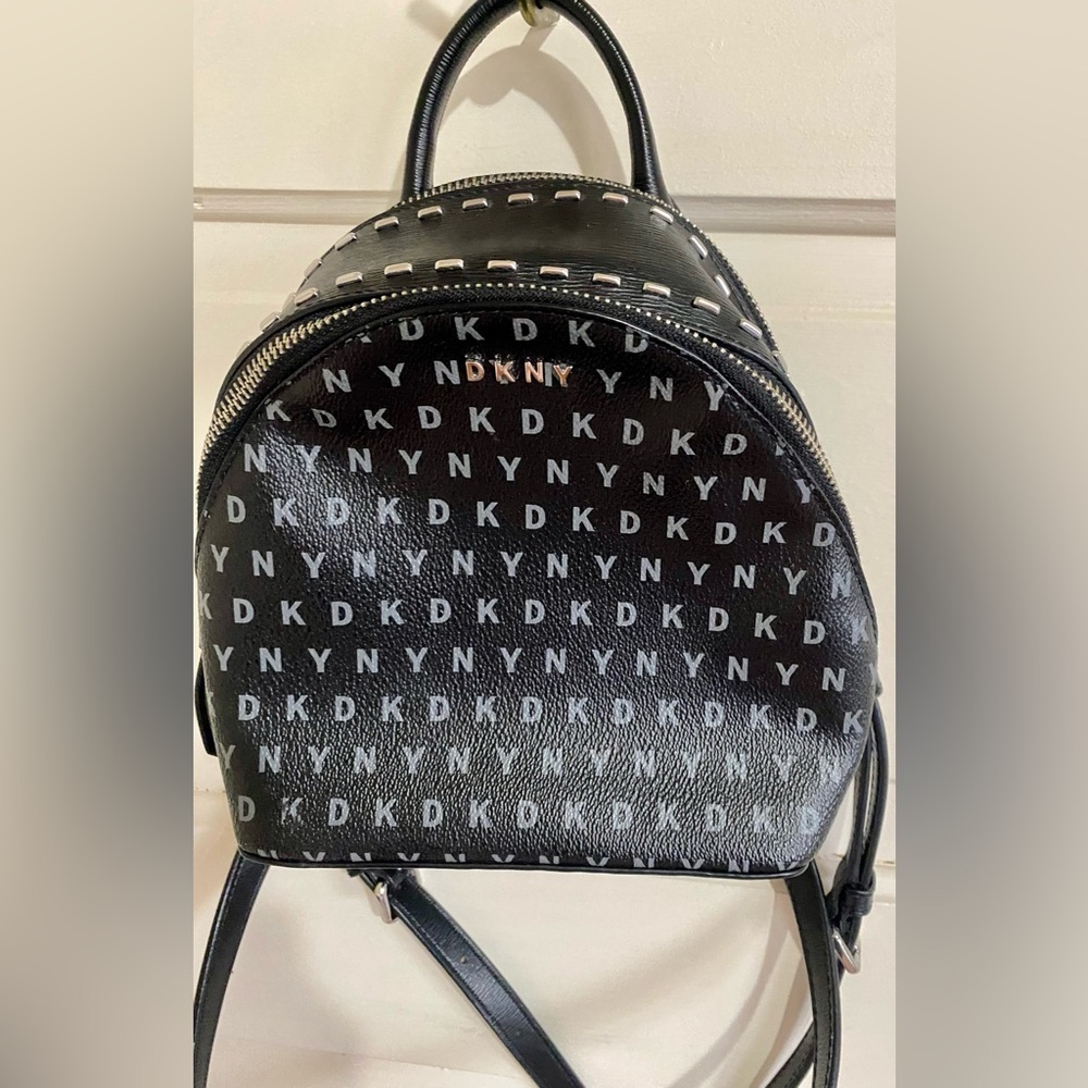 DKNY New Condition faux Leather Mini Backpack w/ Embossed Stud and Logo Detail